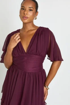Robe Maxi Grande Taille À Décolleté Plongeant Et Superposition De Mousseline