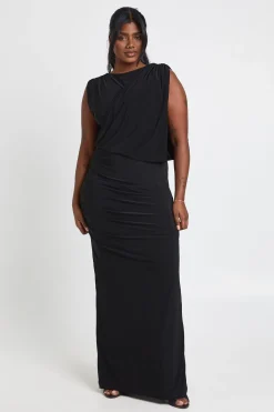 boohoo Robe Maxi Grande Taille à Drapé Frontal et Fronces<Femme Robes De Soirée|Toutes Les Robes