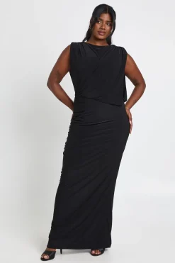 boohoo Robe Maxi Grande Taille à Drapé Frontal et Fronces<Femme Robes De Soirée|Toutes Les Robes