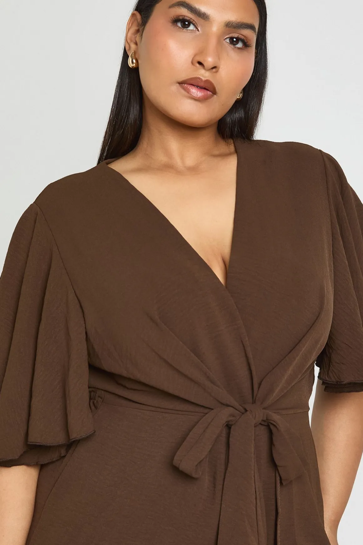 Robe Maxi Grande Taille À Détail De Lien Texturée