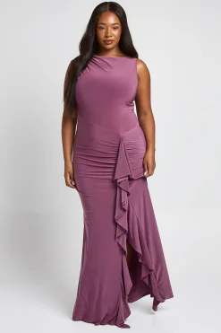 Robe Maxi Grande Taille À Détail Volant Toucher Doux