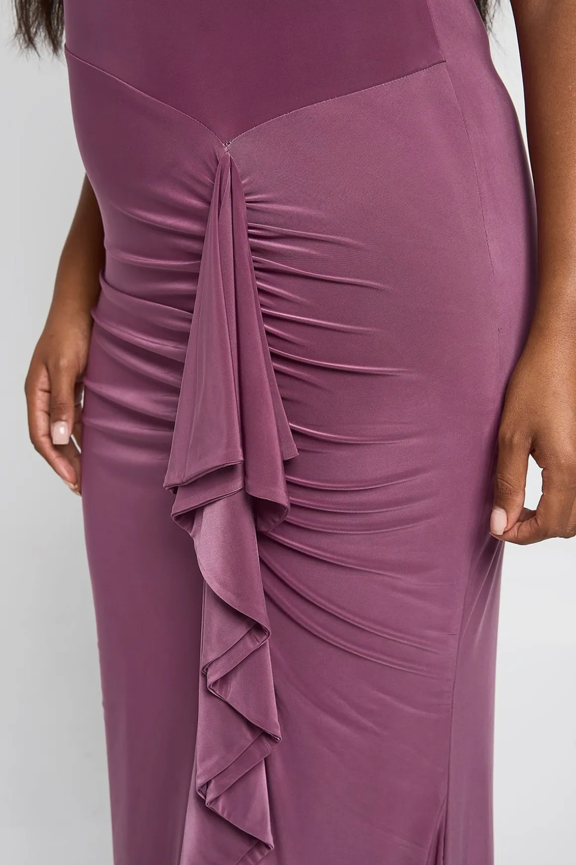 Robe Maxi Grande Taille À Détail Volant Toucher Doux