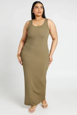 boohoo Robe Maxi Grande Taille À Encolure Dégagée Et Côtes<Femme Robes Moulantes|Robes