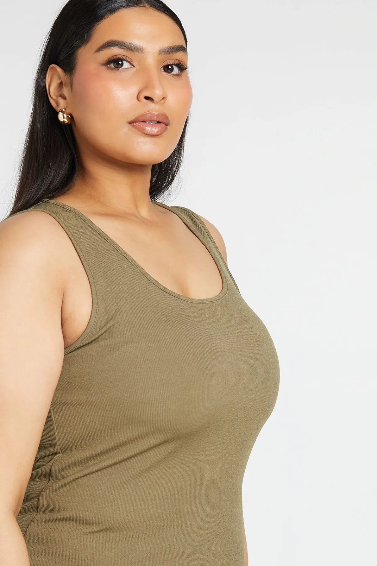 boohoo Robe Maxi Grande Taille À Encolure Dégagée Et Côtes<Femme Robes Moulantes|Robes