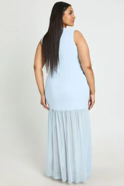 Robe Maxi Grande Taille À Encolure Bateau Et Jupe Transparente