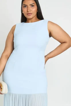 Robe Maxi Grande Taille À Encolure Bateau Et Jupe Transparente