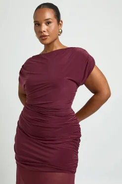 boohoo Robe Maxi Grande Taille À Encolure Asymétrique Et Corsage Froncé<Femme Robes De Soirée|Toutes Les Robes