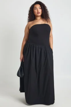 Robe Maxi Grande Taille En Coton Côtelé À Ourlet Tombant