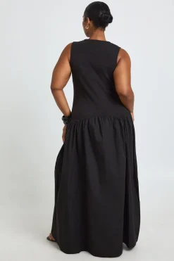 Robe Maxi Grande Taille En Coton Côtelé À Ourlet Tombant