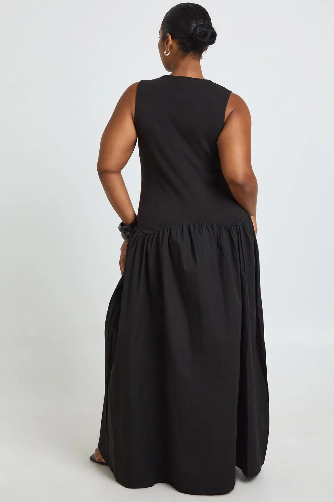 Robe Maxi Grande Taille En Coton Côtelé À Ourlet Tombant