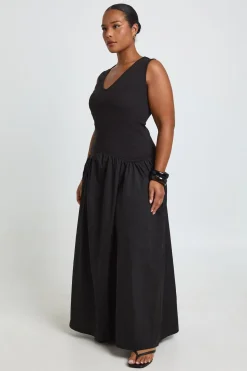 Robe Maxi Grande Taille En Coton Côtelé À Ourlet Tombant