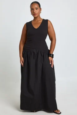 Robe Maxi Grande Taille En Coton Côtelé À Ourlet Tombant