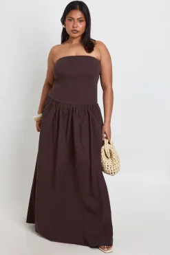 Robe Maxi Grande Taille En Coton Côtelé À Ourlet Asymétrique