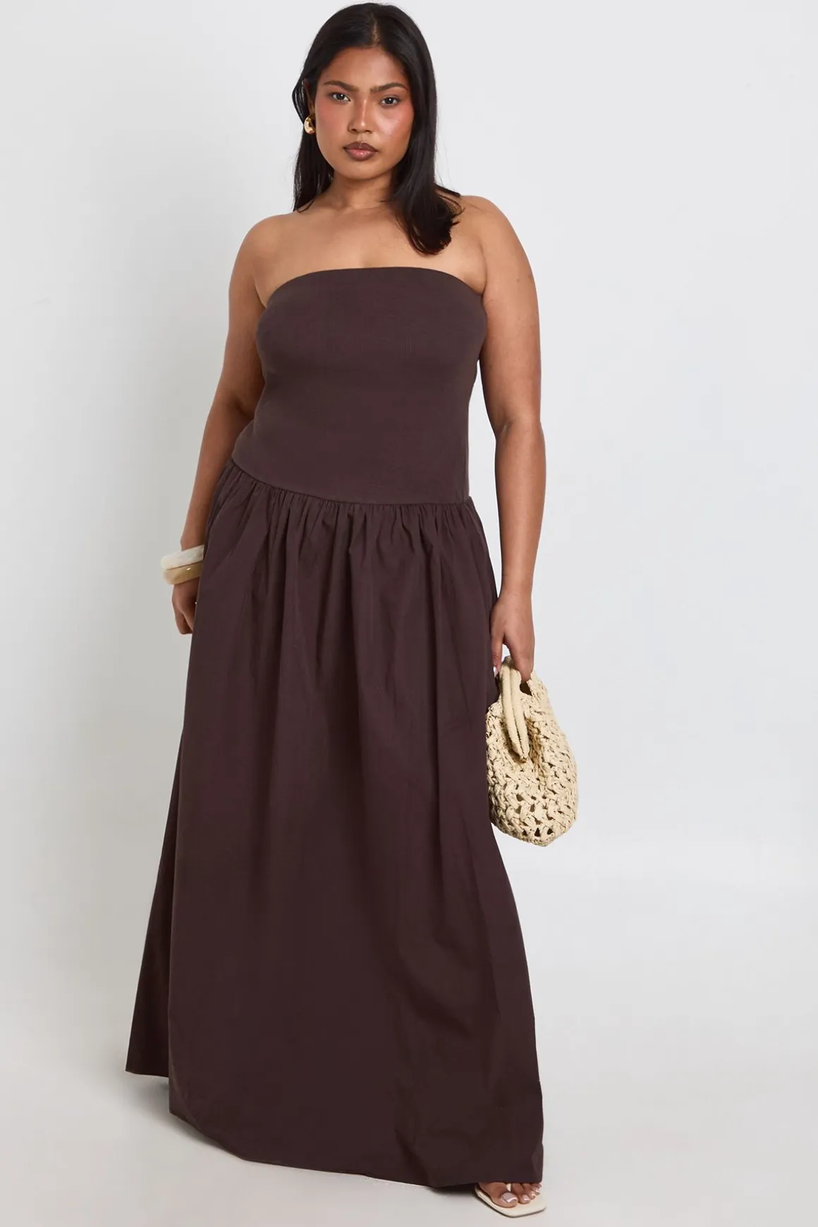 Robe Maxi Grande Taille En Coton Côtelé À Ourlet Asymétrique