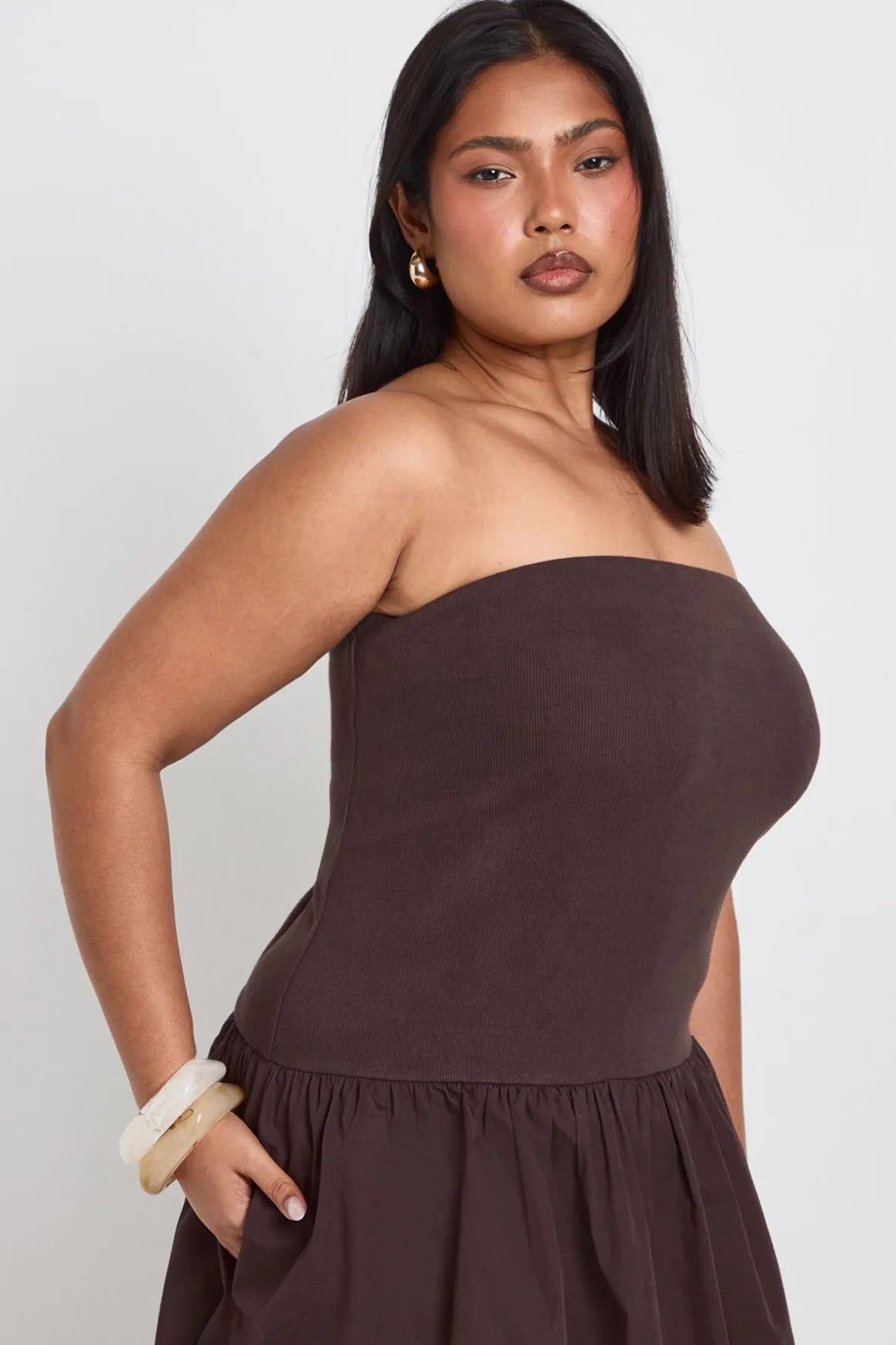 Robe Maxi Grande Taille En Coton Côtelé À Ourlet Asymétrique