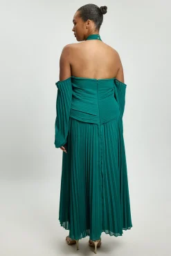Robe Maxi Grande Taille En Georgette Crêpée À Épaules Dénudées