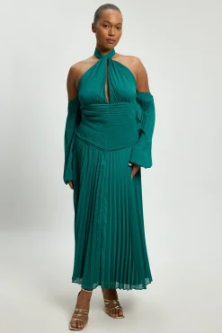 Robe Maxi Grande Taille En Georgette Crêpée À Épaules Dénudées