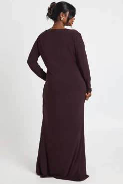 Robe Maxi Grande Taille en Jersey Soyeux avec Détails Froncés