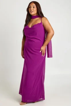 Robe Maxi Grande Taille En Mousseline À Col Bénitier