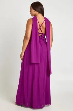 Robe Maxi Grande Taille En Mousseline À Col Bénitier