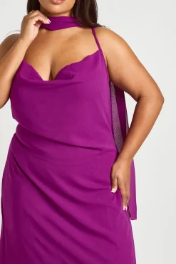 Robe Maxi Grande Taille En Mousseline À Col Bénitier