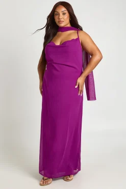 Robe Maxi Grande Taille En Mousseline À Col Bénitier