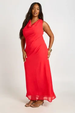 Robe Maxi Grande Taille En Mousseline À Col Bénitier