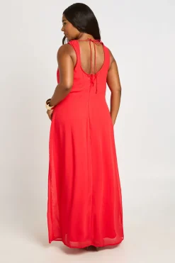Robe Maxi Grande Taille En Mousseline À Col Bénitier