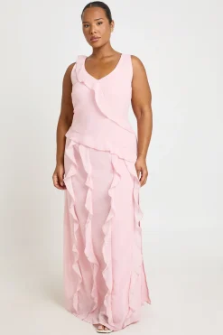 boohoo Robe Maxi Grande Taille En Mousseline À Volants<Femme Robes Demoiselles D'Honneur|Robes
