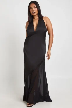Robe Maxi Grande Taille En Mousseline Avec Détail Foulard En Satin