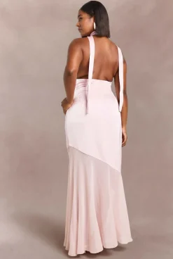 Robe Maxi Grande Taille En Mousseline Avec Détail Foulard En Satin