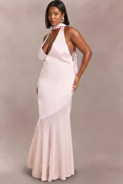 Robe Maxi Grande Taille En Mousseline Avec Détail Foulard En Satin