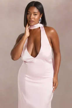 Robe Maxi Grande Taille En Mousseline Avec Détail Foulard En Satin