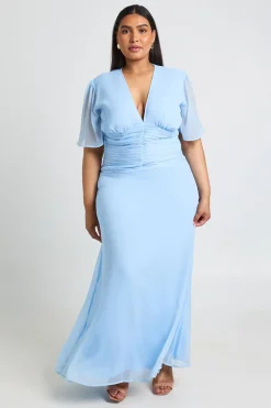 Robe Maxi Grande Taille En Mousseline Froncée À La Taille