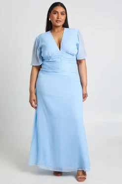 Robe Maxi Grande Taille En Mousseline Froncée À La Taille