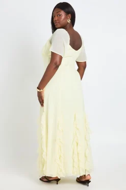 Robe Maxi Grande Taille En Mousseline À Manches Bouffantes Et Volants
