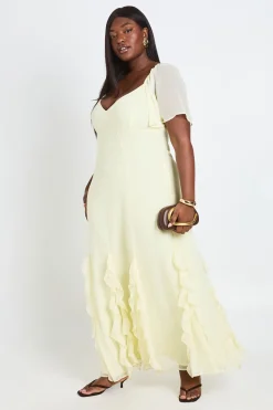 Robe Maxi Grande Taille En Mousseline À Manches Bouffantes Et Volants