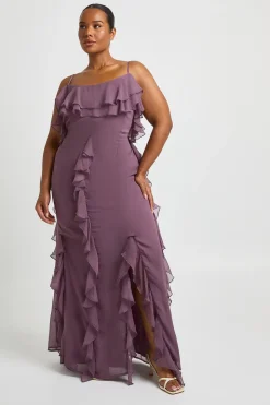 Robe Maxi Grande Taille En Mousseline À Volants Et Épaules Dénudées