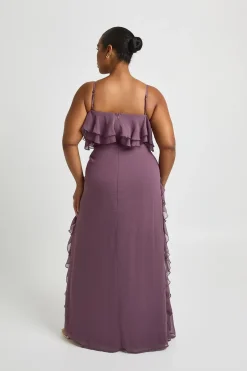 Robe Maxi Grande Taille En Mousseline À Volants Et Épaules Dénudées