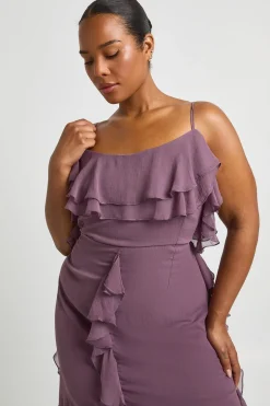 Robe Maxi Grande Taille En Mousseline À Volants Et Épaules Dénudées