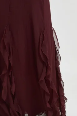 Robe Maxi Grande Taille En Mousseline À Manches Bouffantes Et Volants