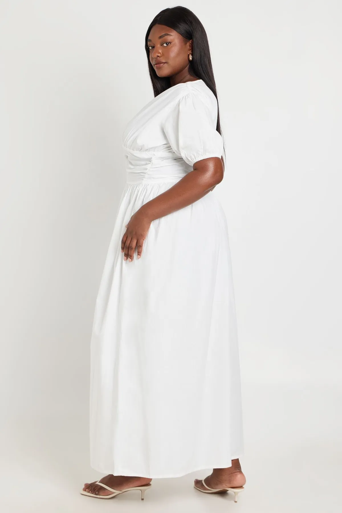 boohoo Robe Maxi Grande Taille En Popeline Avec Détail Taille Froncée<Femme Toutes Les Robes|Robes Longues
