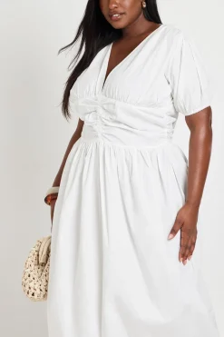 boohoo Robe Maxi Grande Taille En Popeline Avec Détail Taille Froncée<Femme Toutes Les Robes|Robes Longues