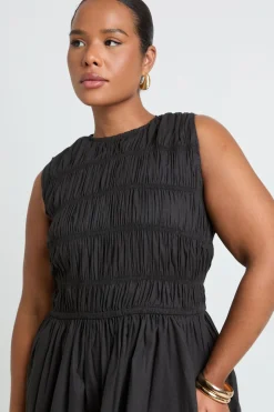 Robe Maxi Grande Taille En Popeline De Coton Froncée