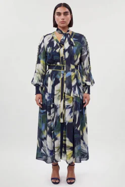 Robe Maxi Grande Taille En Viscose Tissée À Imprimé Floral