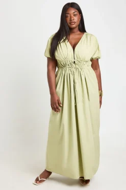 Robe Maxi Grande Taille À Fronces Et Nœud Devant