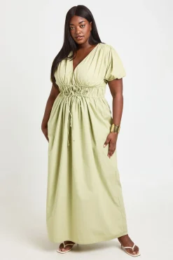 Robe Maxi Grande Taille À Fronces Et Nœud Devant