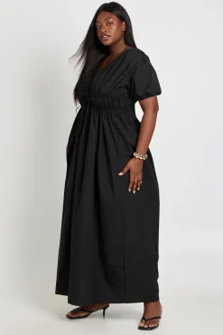 Robe Maxi Grande Taille À Fronces Et Lien Noué Devant