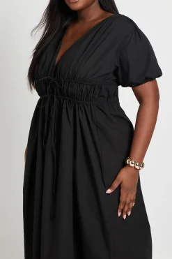 Robe Maxi Grande Taille À Fronces Et Lien Noué Devant