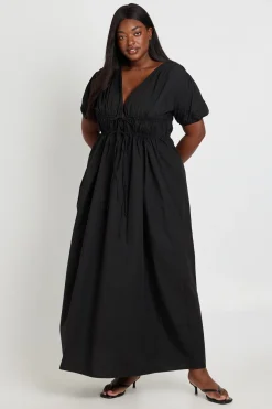 Robe Maxi Grande Taille À Fronces Et Lien Noué Devant